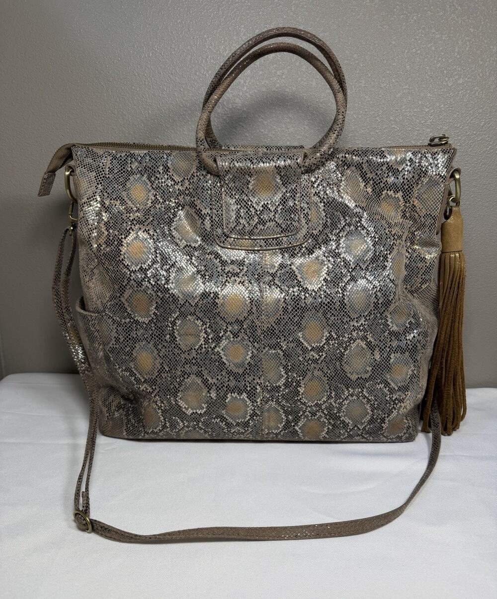 HOBO International Sheila Medium Golden Snake Metallic Leather Crossbody Purse